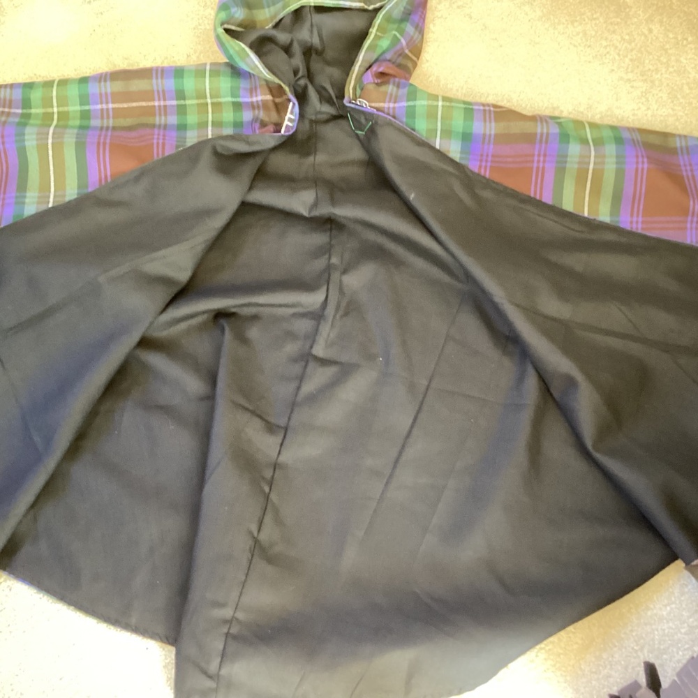 Handmade Fully Lined Purple Green Brown Hooded Cape Silver Toggle - Picture 7 of 8